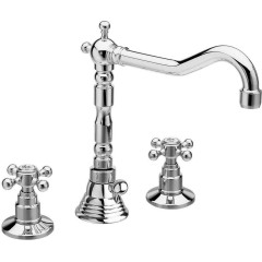 SAPHO - ANTEA tříprvková umyvadlová baterie s retro hubicí, s výpustí, chrom 3221