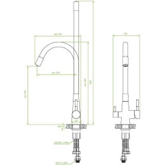 Laveo - Riveco - dřezová baterie s elastickým ramenem,, připojení k vodnímu filtru, černá BRI_B68D