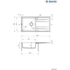 DEANTE - Eridan černá - Granitový dřez s odkapávačem ZQE_N713