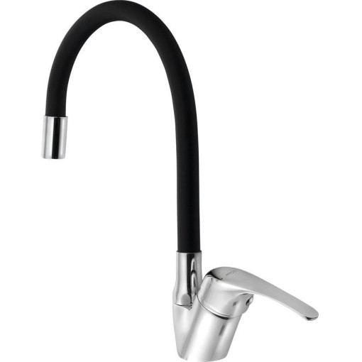 AQUALINE - KASIOPEA 35 stojánková dřezová baterie, flexibilní ramínko, chrom/černá mat 1107-65F