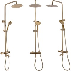 REA - Sprchový set s termostatickou baterií 150mm s výtokem Lungo zlatá kartáčovaná REA-P6604