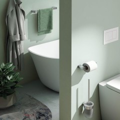 Gedy - PIRENEI WC štětka závěsná, mléčné sklo, chrom PI330313