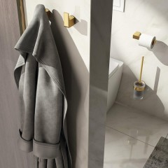 Gedy - PIRENEI WC štětka závěsná, mléčné sklo, zlato mat PI330388