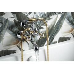 SAPHO - ANTEA nástěnná vanová baterie kompletní, chrom/zlato 3012