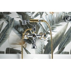 SAPHO - ANTEA nástěnná vanová baterie kompletní, chrom/zlato 3012