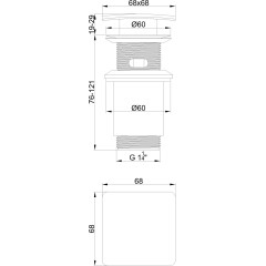 INVENA - CLICK-CLACK umyvadlový, černá s přepadem, square SC-B1-139-L
