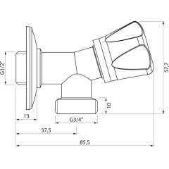 AQUALINE - Pračkový ventil se zpětným ventilem, 1/2"x3/4", chrom 5313