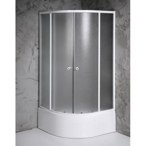 AQUALINE - ARLEN čtvrtkruhová sprchová zástěna 900x900x1500 sklo Brick BTR903