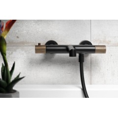 SAPHO - SOLARIS nástěnná vanová termostatická baterie, černá/měď mat WD010PG