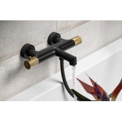 SAPHO - SOLARIS nástěnná vanová termostatická baterie, černá/zlato mat WD010G