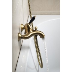 SAPHO - KIRKÉ BLACK nástěnná vanová baterie, černá páčka, bronz KI10NB