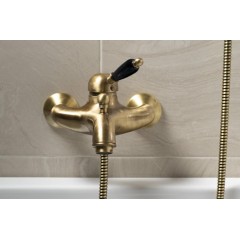 SAPHO - KIRKÉ BLACK nástěnná vanová baterie, černá páčka, bronz KI10NB