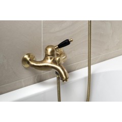 SAPHO - KIRKÉ BLACK nástěnná vanová baterie, černá páčka, bronz KI10NB