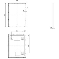 AQUALINE - CORNA zrcadlo s LED osvětlením 60x80cm, dotykový senzor, stmívatelné, černá mat CN060