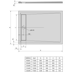POLYSAN - VARESA sprchová vanička z litého mramoru se záklopem, obdélník 90x80cm, bílá 71606