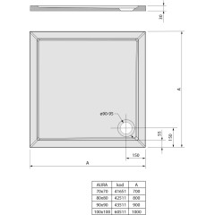 POLYSAN - AURA sprchová vanička z litého mramoru, čtverec 80x80cm, bílá 42511