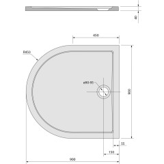 POLYSAN - ISA 90 sprchová vanička z litého mramoru, půlkruh 90x90cm, bílá 50511