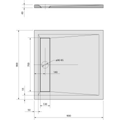 POLYSAN - ARENA sprchová vanička z litého mramoru se záklopem, čtverec 90x90cm, bílá 71601