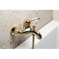 SAPHO - KIRKÉ CRYSTAL nástěnná vanová baterie, páčka krystal, zlato KI10KZ