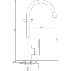 AQUALINE - LORE stojánková dřezová baterie, flexibilní ramínko, černá/chrom 1106-70