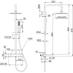 INVENA - Sprchový sloup SVART s termostatickou baterií chrom AU-85-001-X