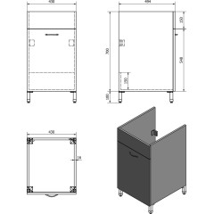 AQUALINE - Skříňka pod výlevku 43x70x49,6cm, bílá 57034