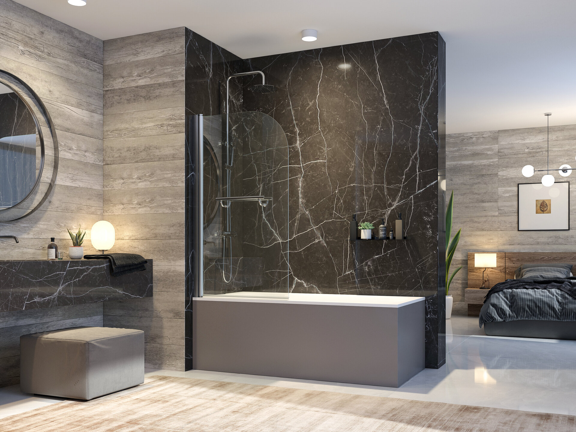 GLASS L1 80x140cm Vanová zástěna jednodílná