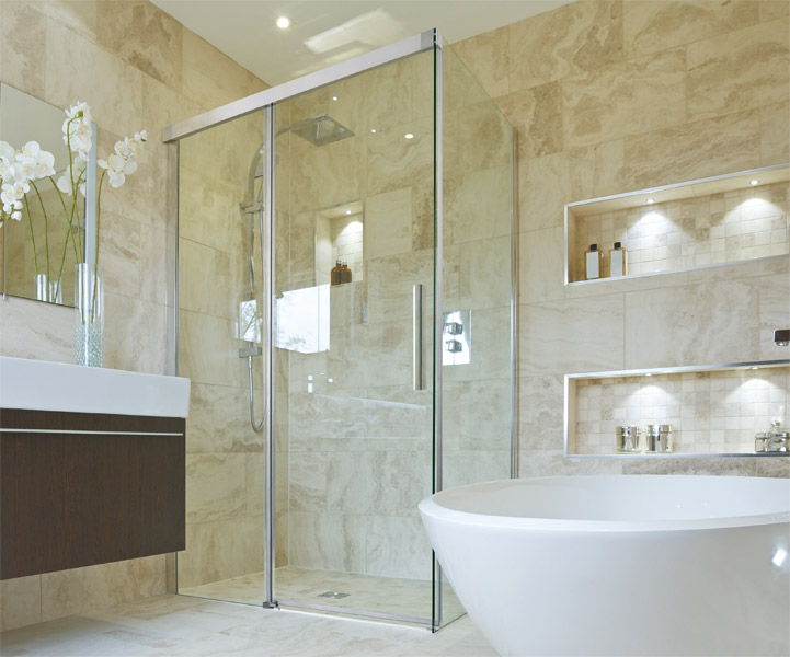 NOBEL R53 Chrom Luxusní sprchová zástěna obdélníková 140x90cm, sklo 8mm