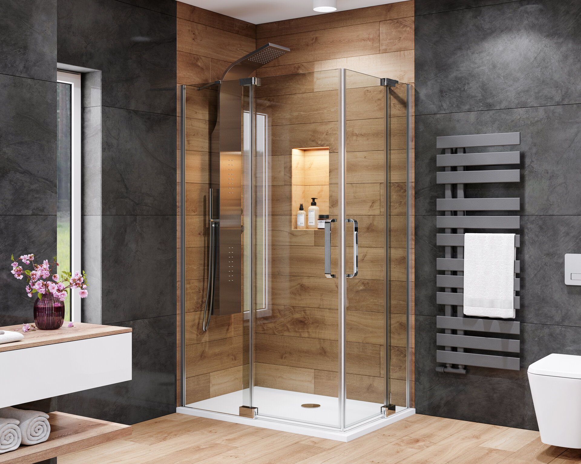 PARTY R24 120x80cm CHROM Sprchová zástěna čiré sklo 8mm