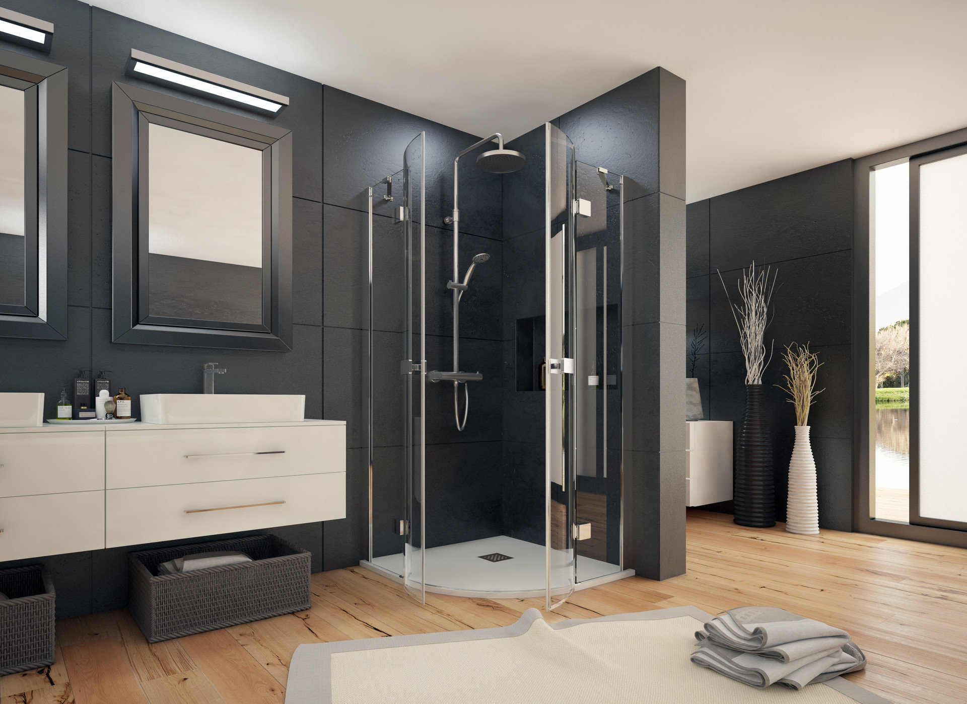 Sprchový kout čtvrtkruhový rohový SMART S7 90×90 cm