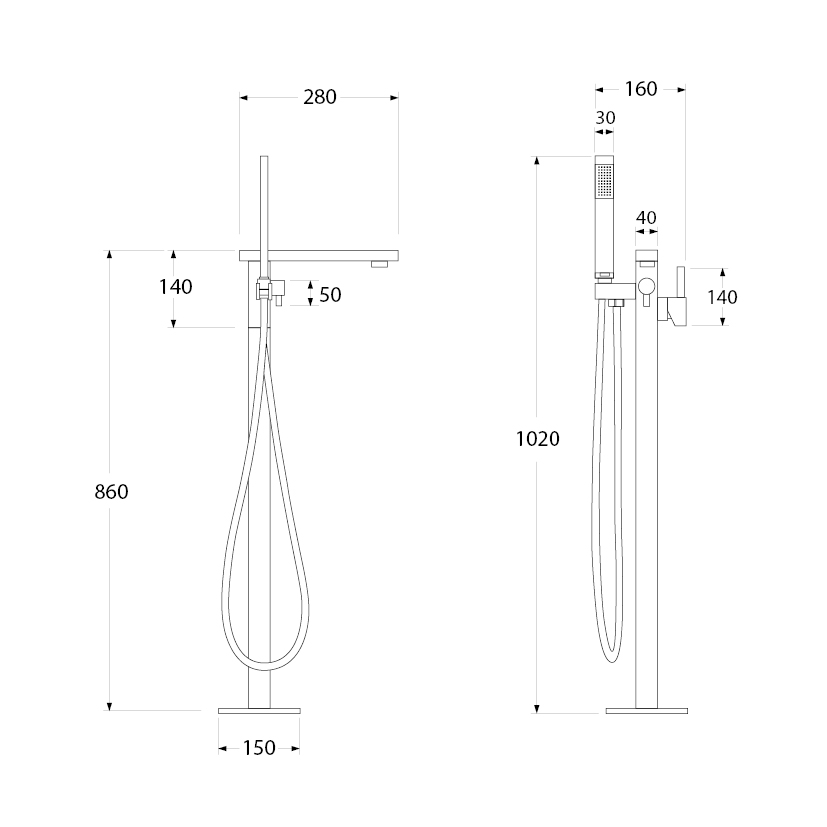 BF.01 CH vanová stojánková baterie