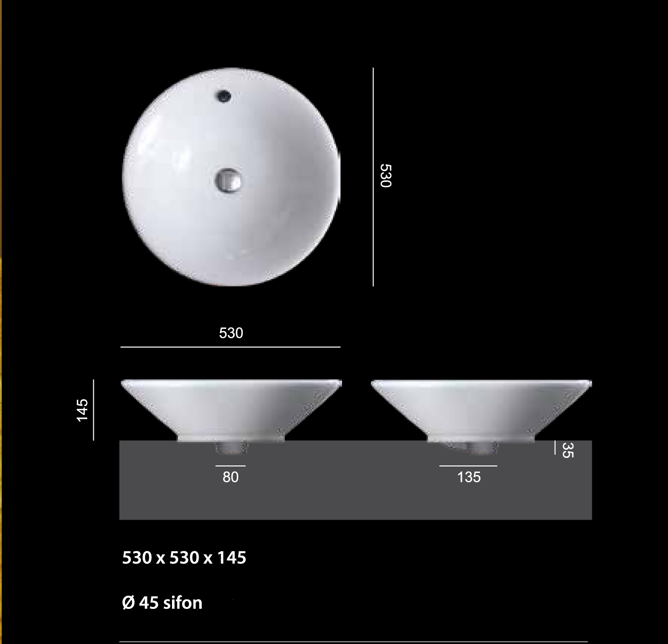ORKIDEA keramické umyvadlo 53x53x14,5 cm