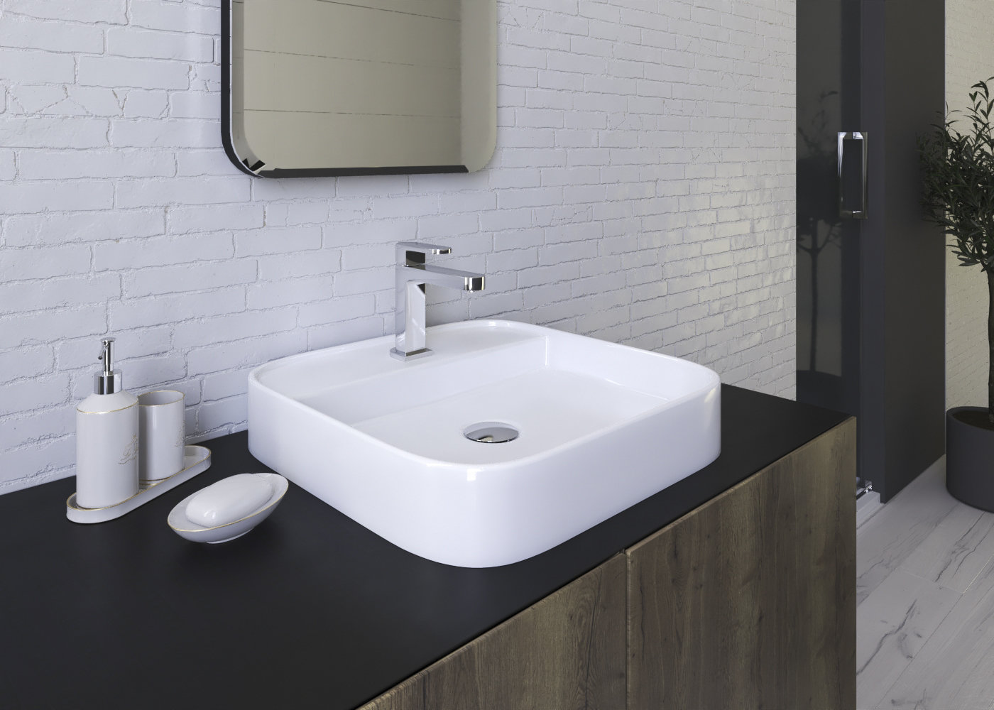 ELEMENT 45 keramické umyvadlo 45x45x11cm