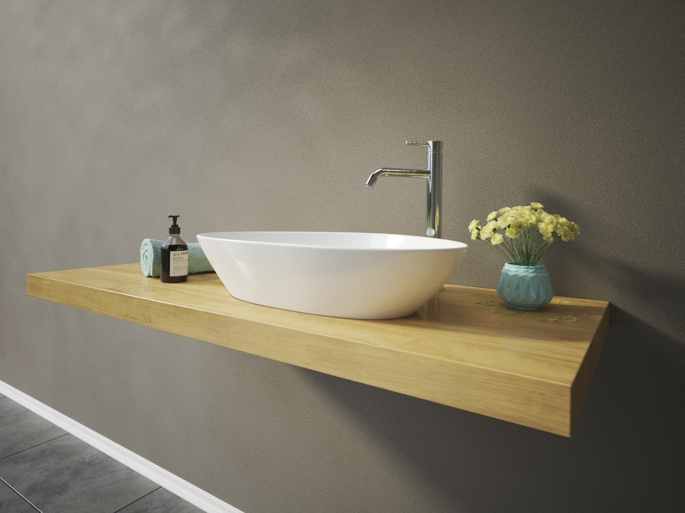 LEON keramické umyvadlo na desku 59,5x40x12,5 cm