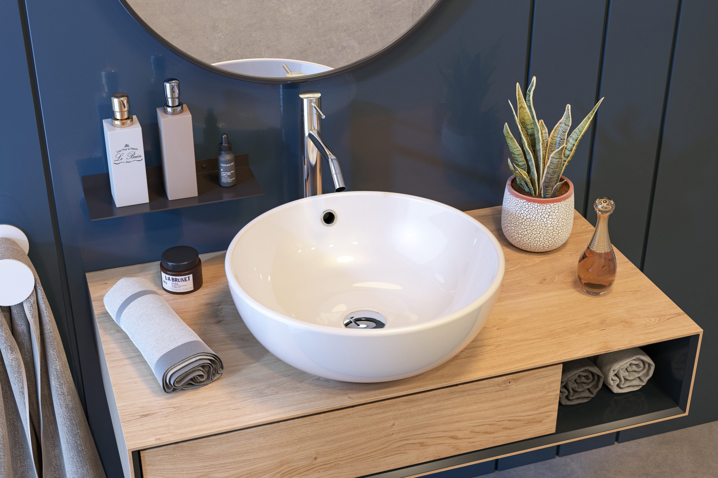 PLAUTO kruhové umyvadlo 44,5 x 44,5 x 17 cm