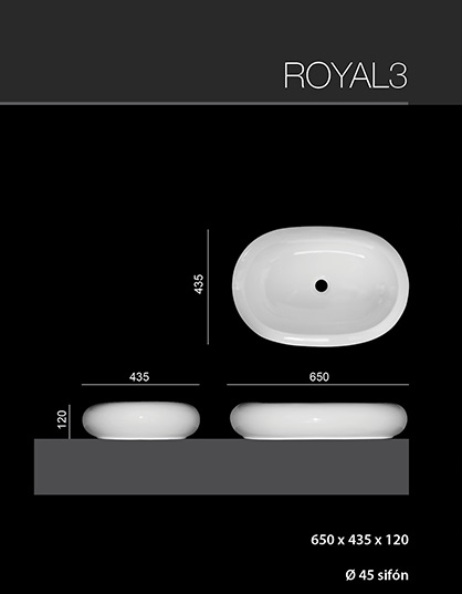 ROYAL3 keramické umyvadlo 65 x 43,5 x 12 cm