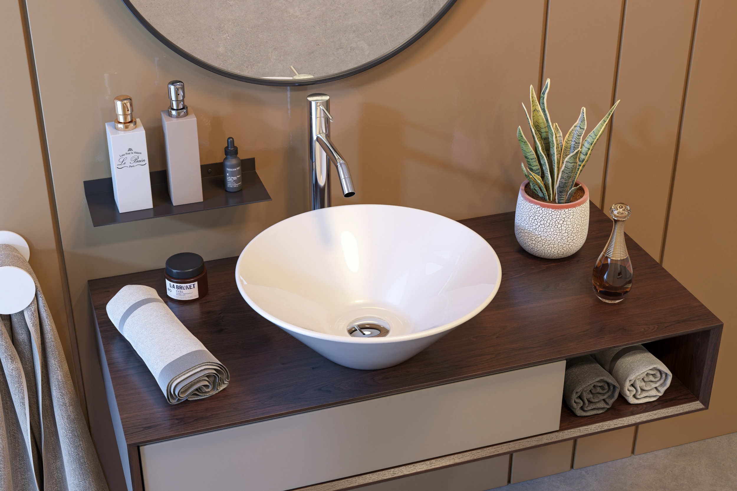 SANDRA kruhové umyvadlo 42 x 42 x 14,5 cm