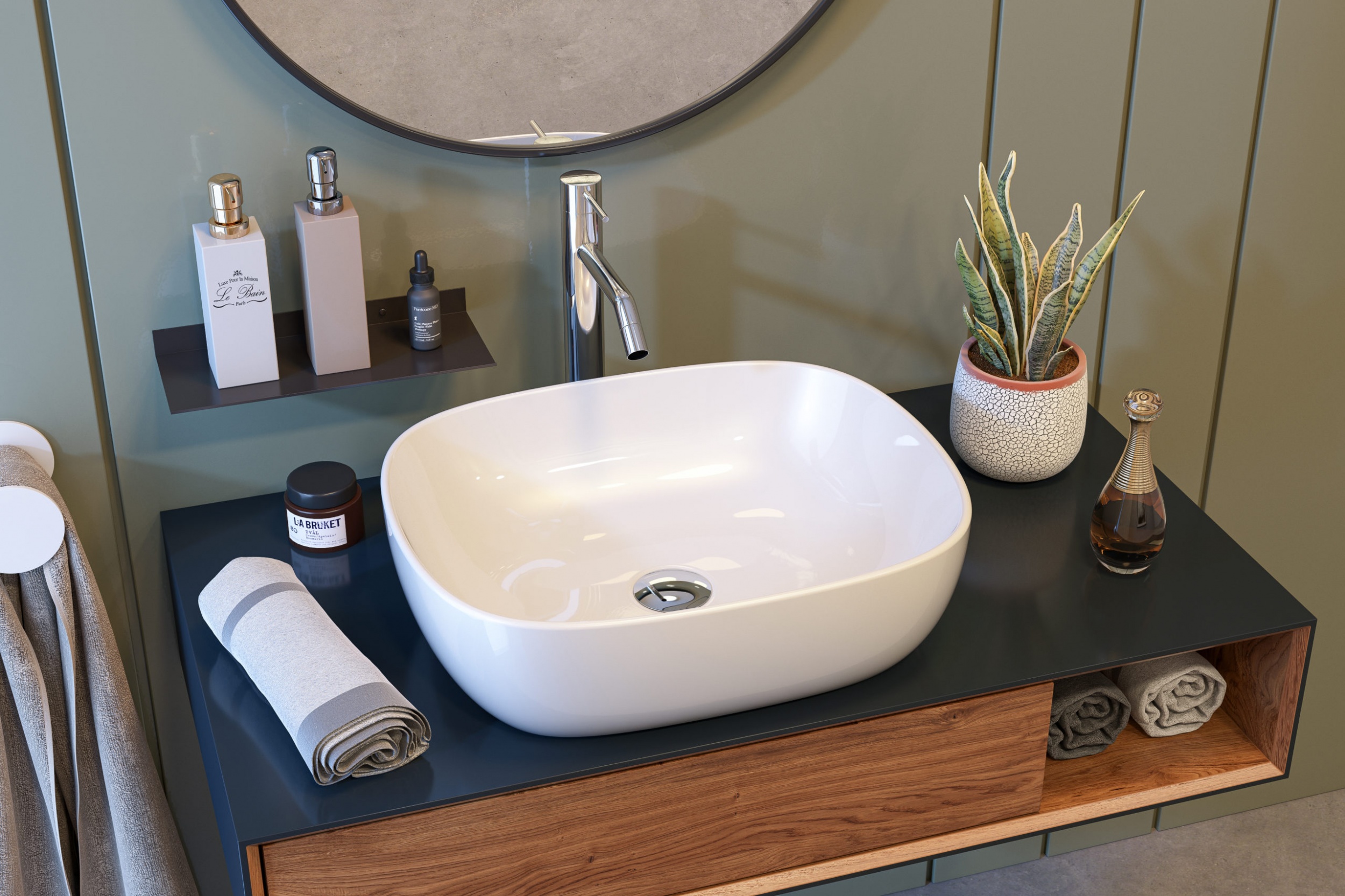 TROPEA umyvadlo se zaoblenými rohy 49,5×40,5x15cm