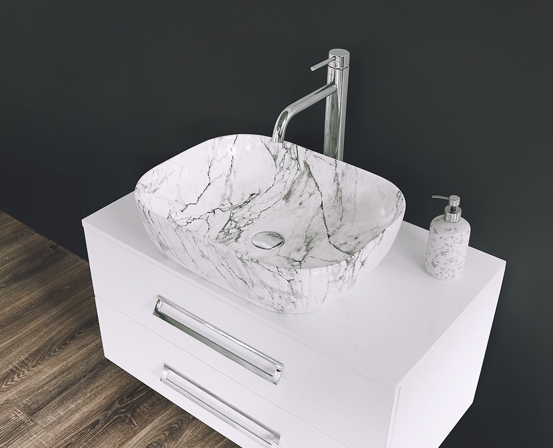 URBAN M keramické umyvadlo s povrchovou strukturou mramoru 50x39,5x14 cm