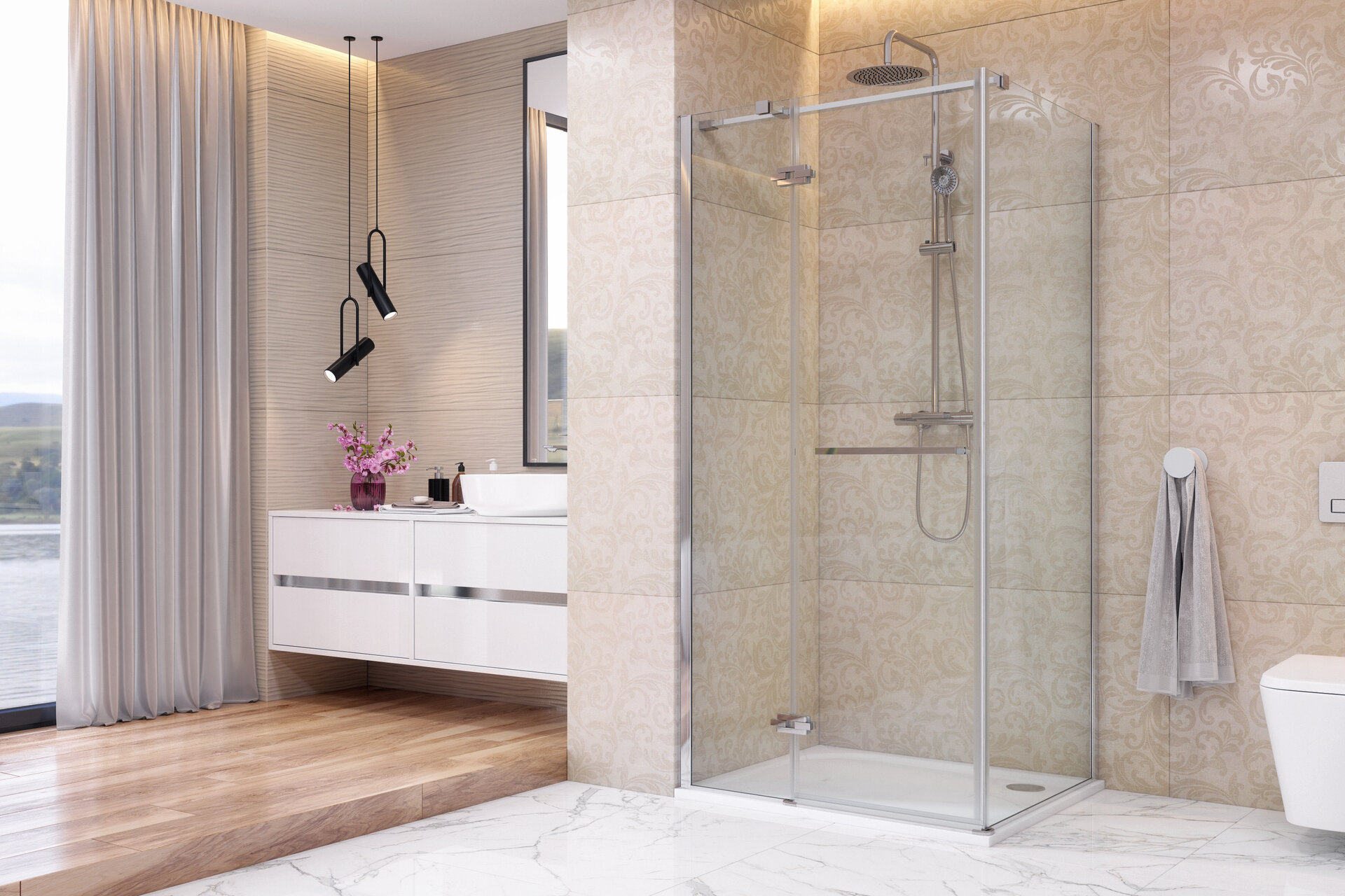 VIP R13 CHROM Sprchová zástěna čiré sklo 8mm 100x80x200cm