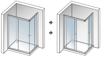 Sprchová zástěna ABILITY R14 100x80 cm s posuvnými dveřmi  - ability-r14-otvirani