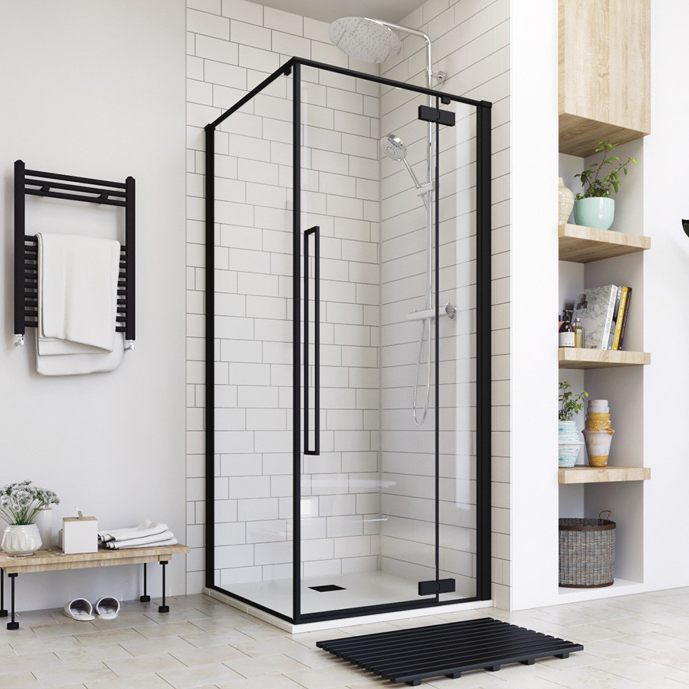 JAGUAR A3 90x90 Sprchový kout černá matná, čiré sklo 8mm, 90x90x200cm