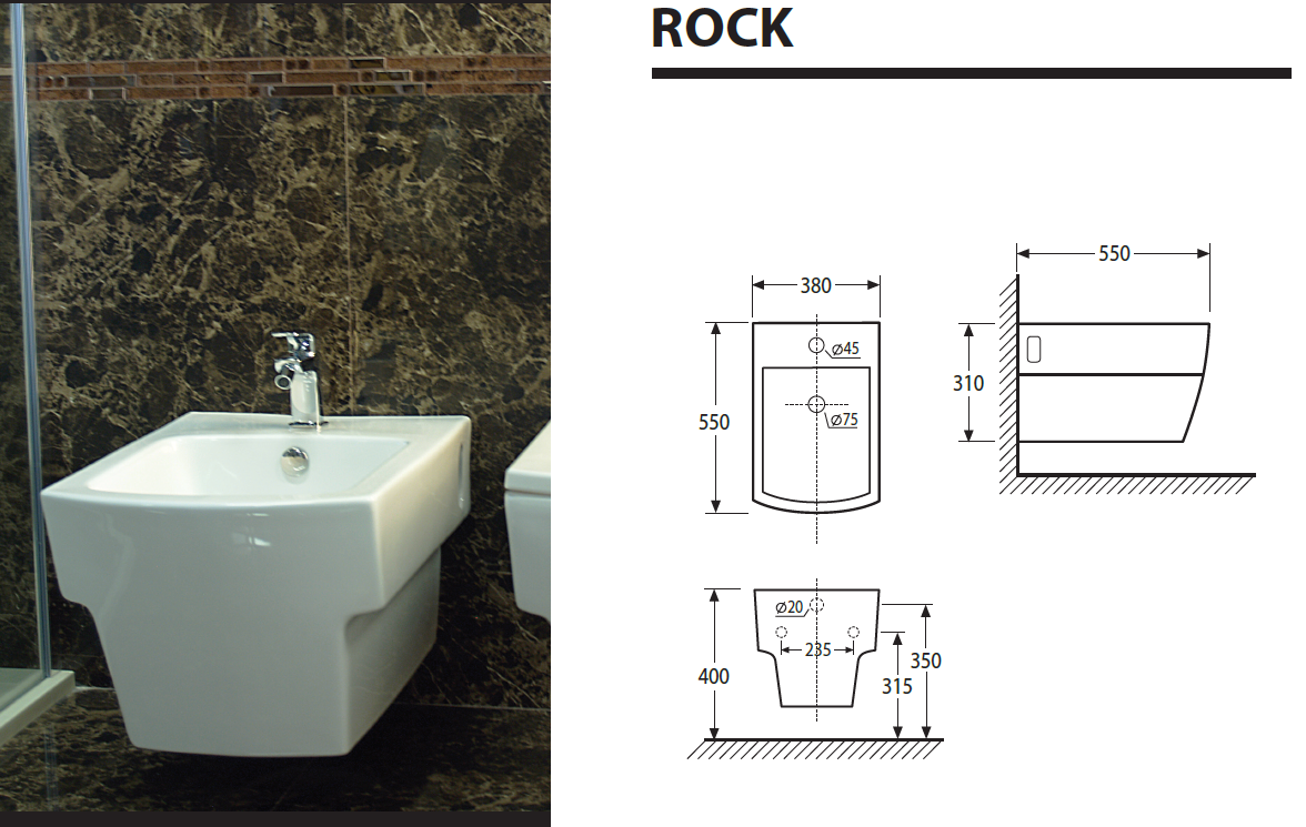 ROCK závěsný bidet