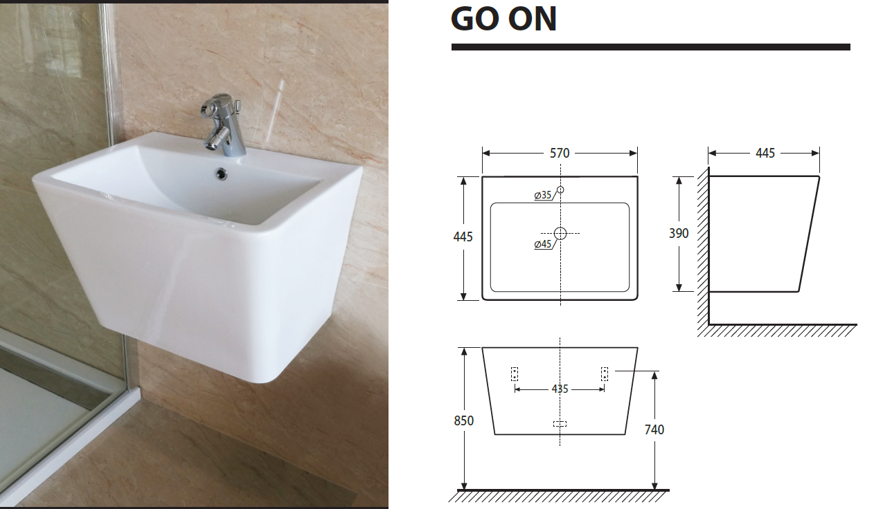 GO ON závěsné umyvadlo