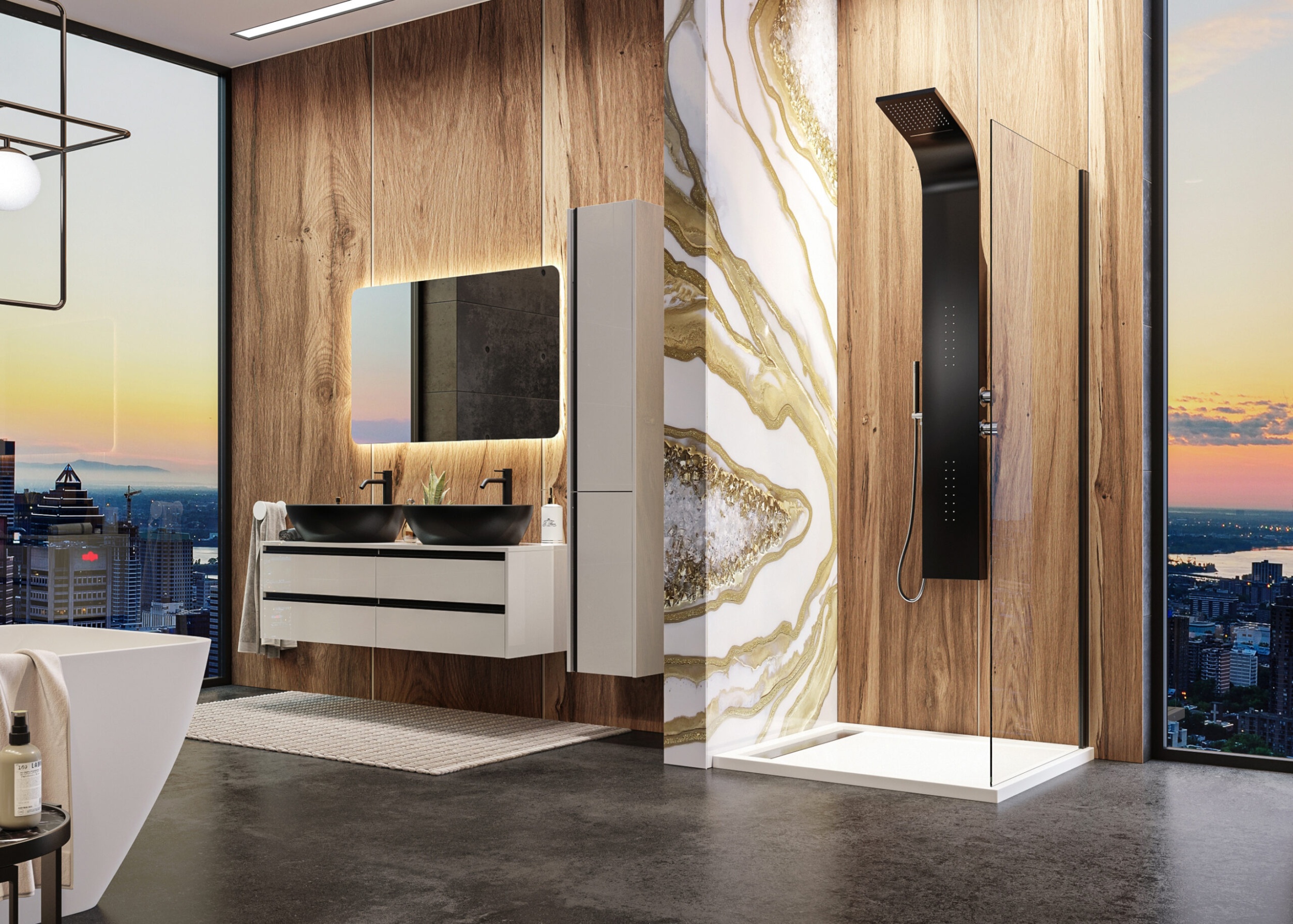 YES BLACK F1 85 Pevná boční stěna 82-84cm, černá