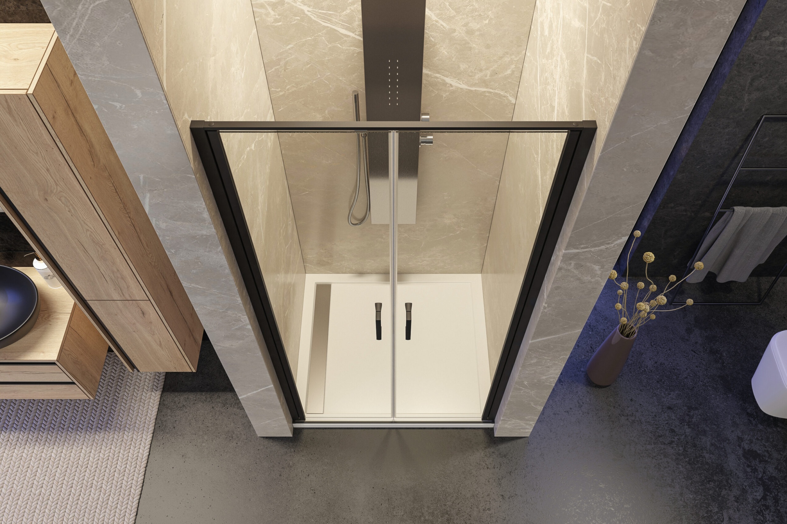 YES BLACK B2 100 sprchové dveře do niky dvoukřídlé 97-101cm