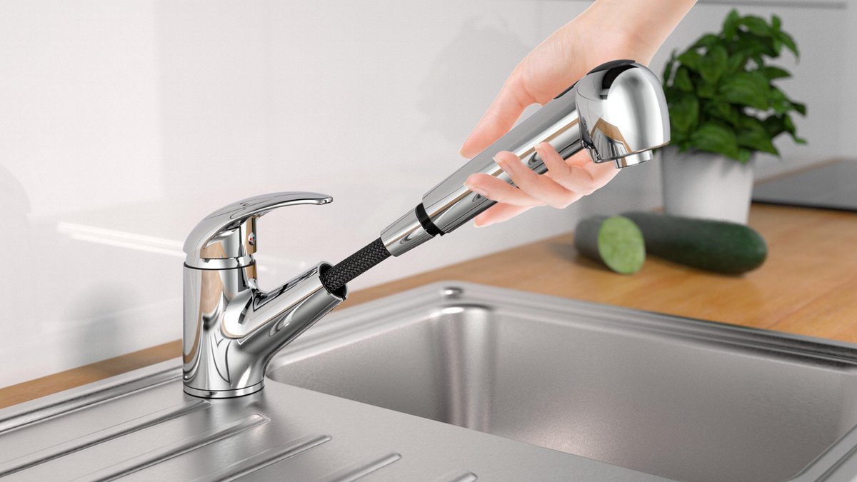 Dřezová baterie ABERDEEN, chromová, s výsuvnou sprchovou hlavicí 33370