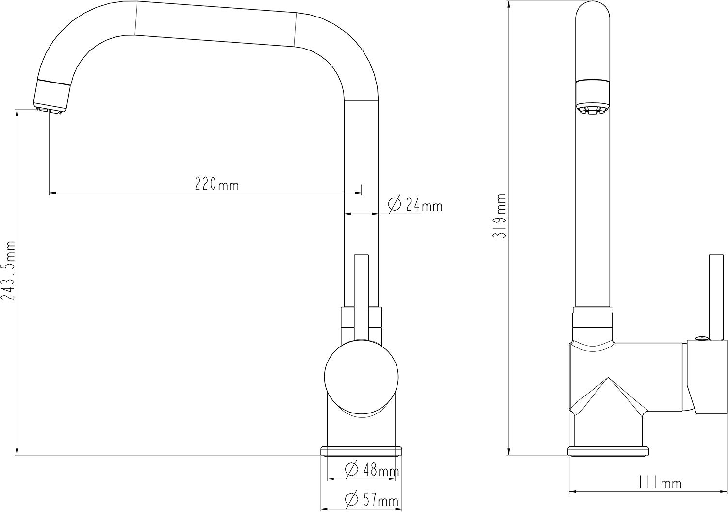 Nízkotlaká dřezová baterie FUTURA, chrom, NI182GALPCR