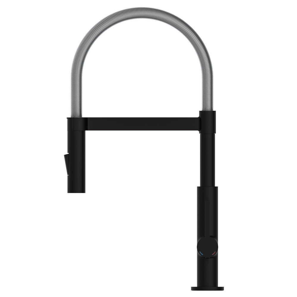 Dřezová stojánková baterie s výsuvnou sprškou MIAMI černá matná/chrom (79146)