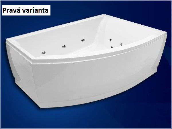 Hydromasážní vana VERONELA KOMBI pneu polorohová 160×105 cm